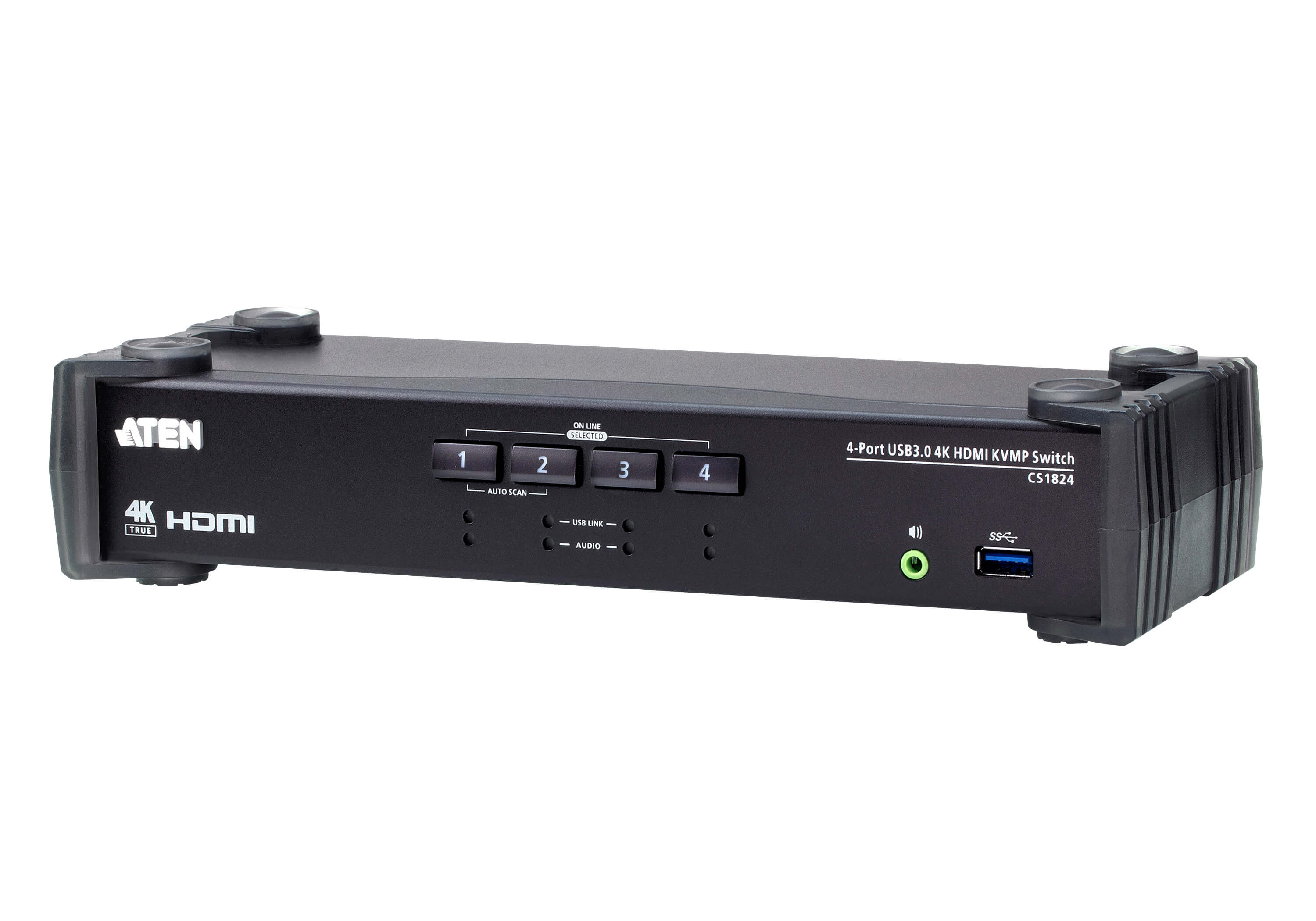 Aten Desktop KVMP Switch 4 Port Single Display 4k HDMI w/ audio mixer mode, Cables Included, Selection Via Front Panel Aten Desktop KVMP Switch 4 Port Single Display 4k HDMI w/ audio mixer mode, Cables Included, Selection Via Front Panel
